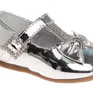 Jossmo Shiny Silver Dress Shoes for Kids